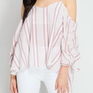 Pink and White Striped Blouse